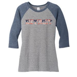 Detroit USA FLAG Grunge Women's Tri-Blend 3/4-Sleeve Raglan Shirt