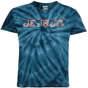 Detroit USA FLAG Grunge Kids Tie-Dye T-Shirt