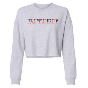 Detroit USA FLAG Grunge Cropped Pullover Crew