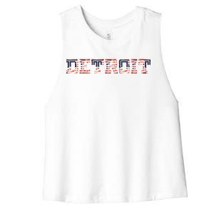 Detroit USA FLAG Grunge Women's Racerback Cropped Tank