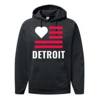 Detroit USA Flag Love Performance Fleece Hoodie