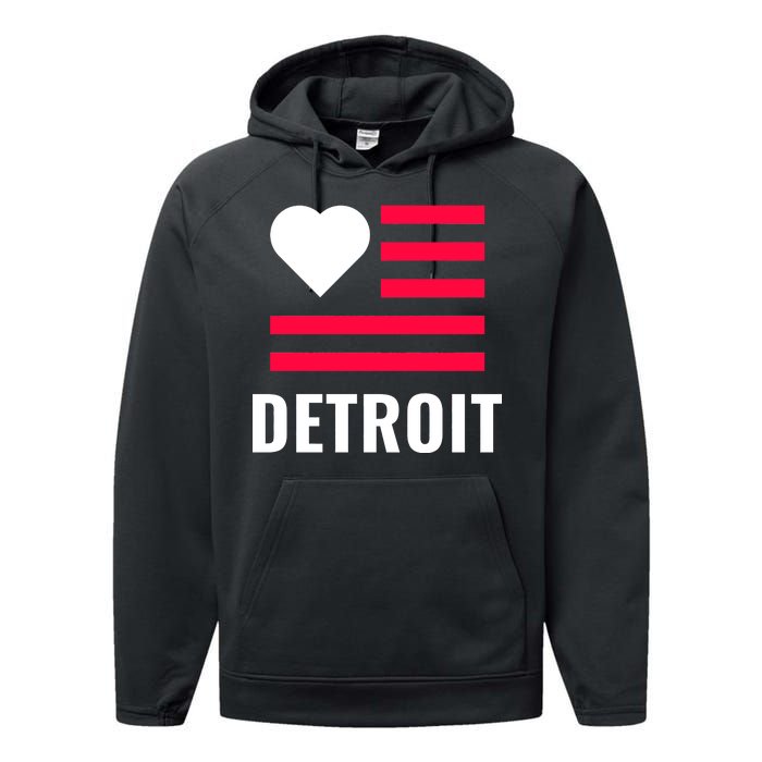 Detroit USA Flag Love Performance Fleece Hoodie