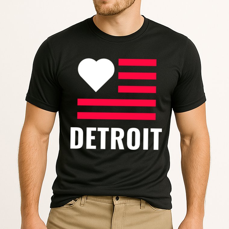 Detroit USA Flag Love Cooling Performance Crew T-Shirt