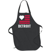 Detroit USA Flag Love Full-Length Apron With Pockets