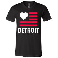 Detroit USA Flag Love V-Neck T-Shirt