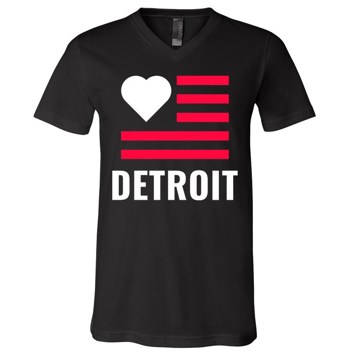 Detroit USA Flag Love V-Neck T-Shirt