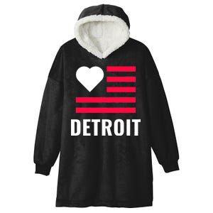 Detroit USA Flag Love Hooded Wearable Blanket