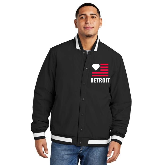 Detroit USA Flag Love Insulated Varsity Jacket