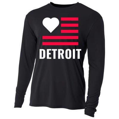 Detroit USA Flag Love Cooling Performance Long Sleeve Crew