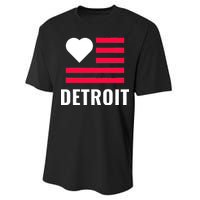 Detroit USA Flag Love Performance Sprint T-Shirt