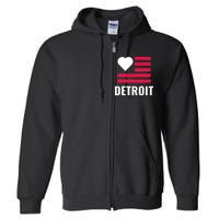 Detroit USA Flag Love Full Zip Hoodie