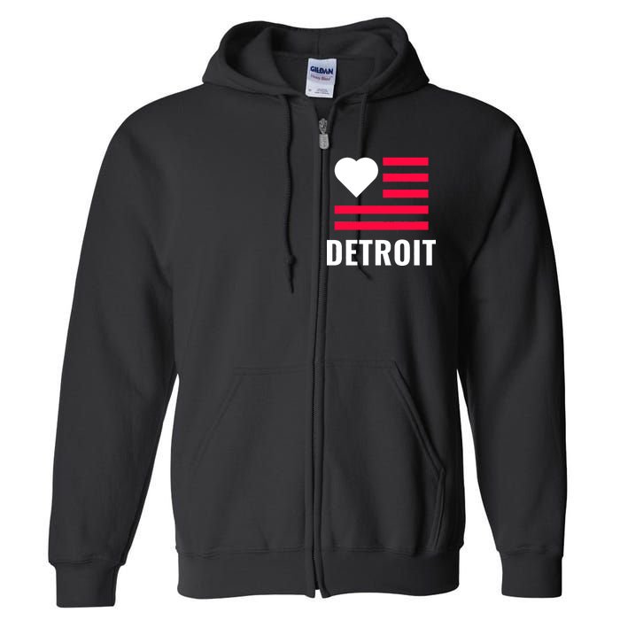 Detroit USA Flag Love Full Zip Hoodie