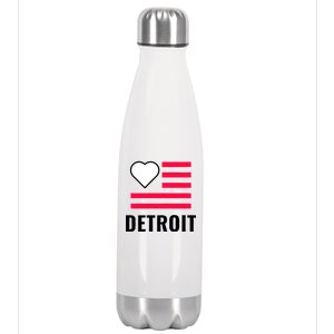 Detroit USA Flag Love Stainless Steel Insulated Water Bottle