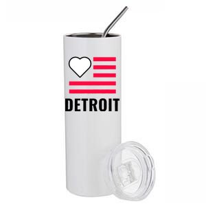 Detroit USA Flag Love Stainless Steel Tumbler