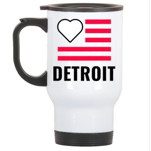 Detroit USA Flag Love Stainless Steel Travel Mug