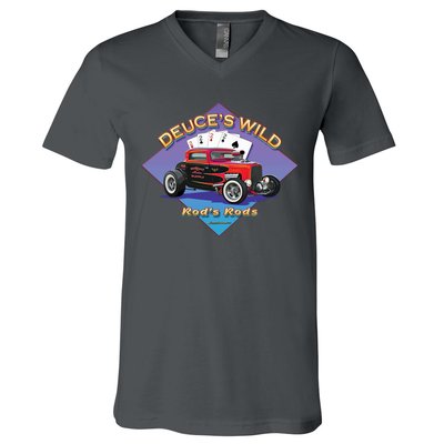 Deuce's Wild Hot Rod Larry Grossman V-Neck T-Shirt