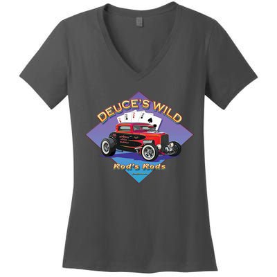 Deuce's Wild Hot Rod Larry Grossman Women's V-Neck T-Shirt