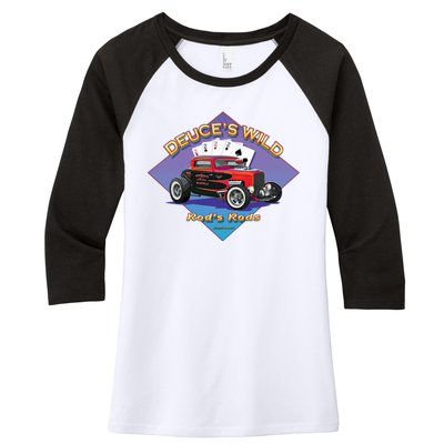 Deuce's Wild Hot Rod Larry Grossman Women's Tri-Blend 3/4-Sleeve Raglan Shirt