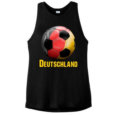 Deutschland German Flag Germany Soccer Style Ladies PosiCharge Tri-Blend Wicking Tank