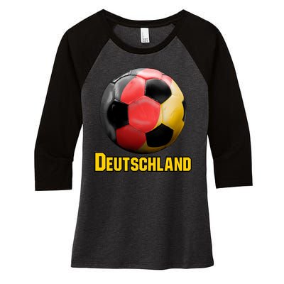 Deutschland German Flag Germany Soccer Style Women's Tri-Blend 3/4-Sleeve Raglan Shirt