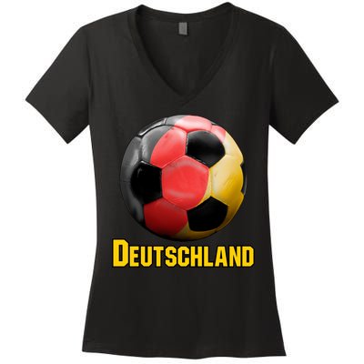 Deutschland German Flag Germany Soccer Style Women's V-Neck T-Shirt