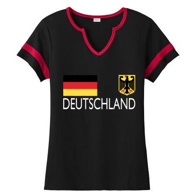 Deutschland Germany Soccer Ladies Halftime Notch Neck Tee