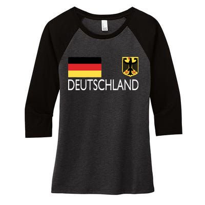 Deutschland Germany Soccer Women's Tri-Blend 3/4-Sleeve Raglan Shirt