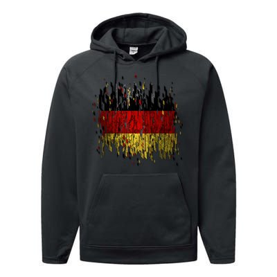 Deutschland Germany Torn German Flag Performance Fleece Hoodie