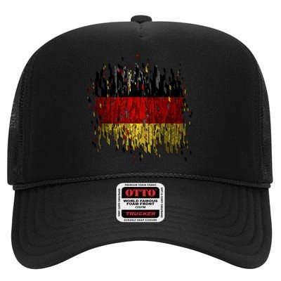 Deutschland Germany Torn German Flag High Crown Mesh Back Trucker Hat