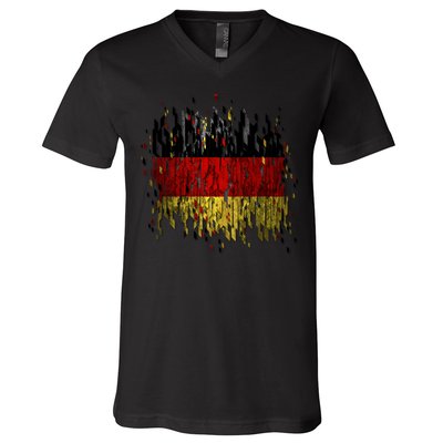 Deutschland Germany Torn German Flag V-Neck T-Shirt