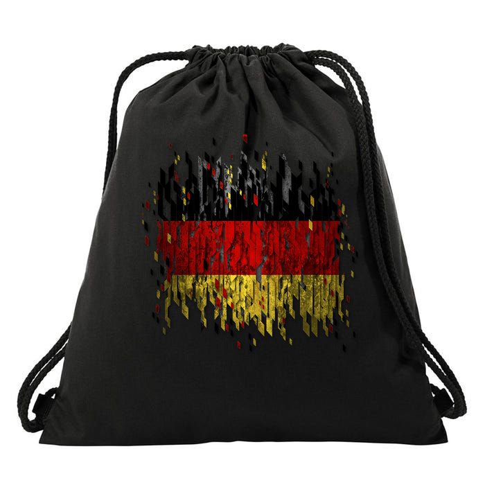 Deutschland Germany Torn German Flag Drawstring Bag