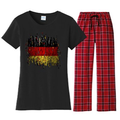 Deutschland Germany Torn German Flag Women's Flannel Pajama Set