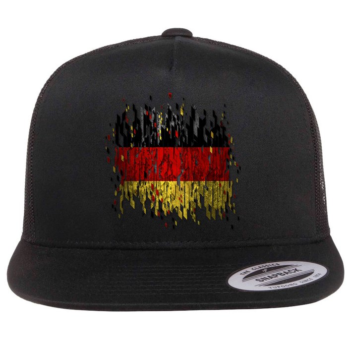 Deutschland Germany Torn German Flag Flat Bill Trucker Hat