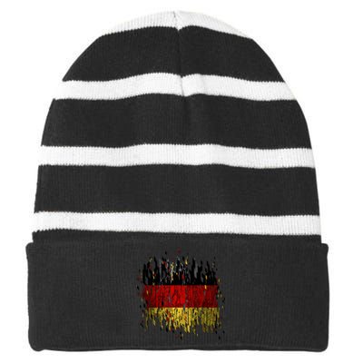 Deutschland Germany Torn German Flag Striped Beanie with Solid Band