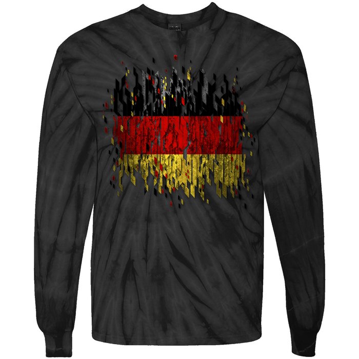 Deutschland Germany Torn German Flag Tie-Dye Long Sleeve Shirt