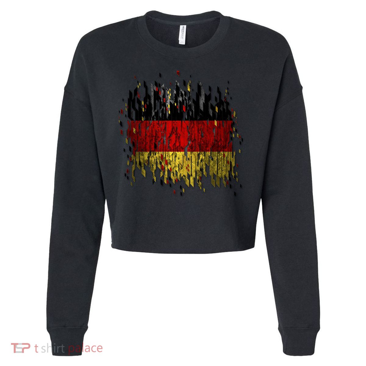 Deutschland Germany Torn German Flag Cropped Pullover Crew