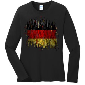 Deutschland Germany Torn German Flag Ladies Long Sleeve Shirt