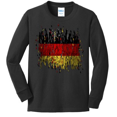 Deutschland Germany Torn German Flag Kids Long Sleeve Shirt