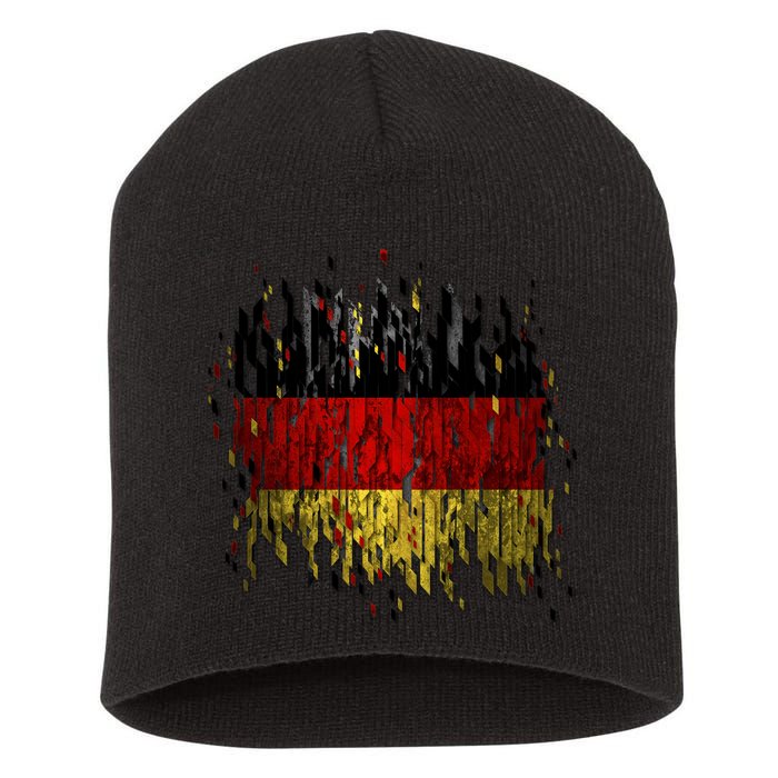 Deutschland Germany Torn German Flag Short Acrylic Beanie