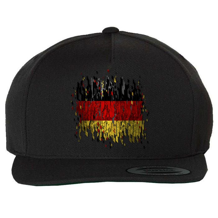 Deutschland Germany Torn German Flag Wool Snapback Cap