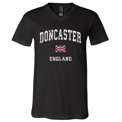 Doncaster England Vintage Athletic Sports V-Neck T-Shirt