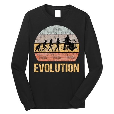 Drummer Evolution Vintage Retro Long Sleeve Shirt