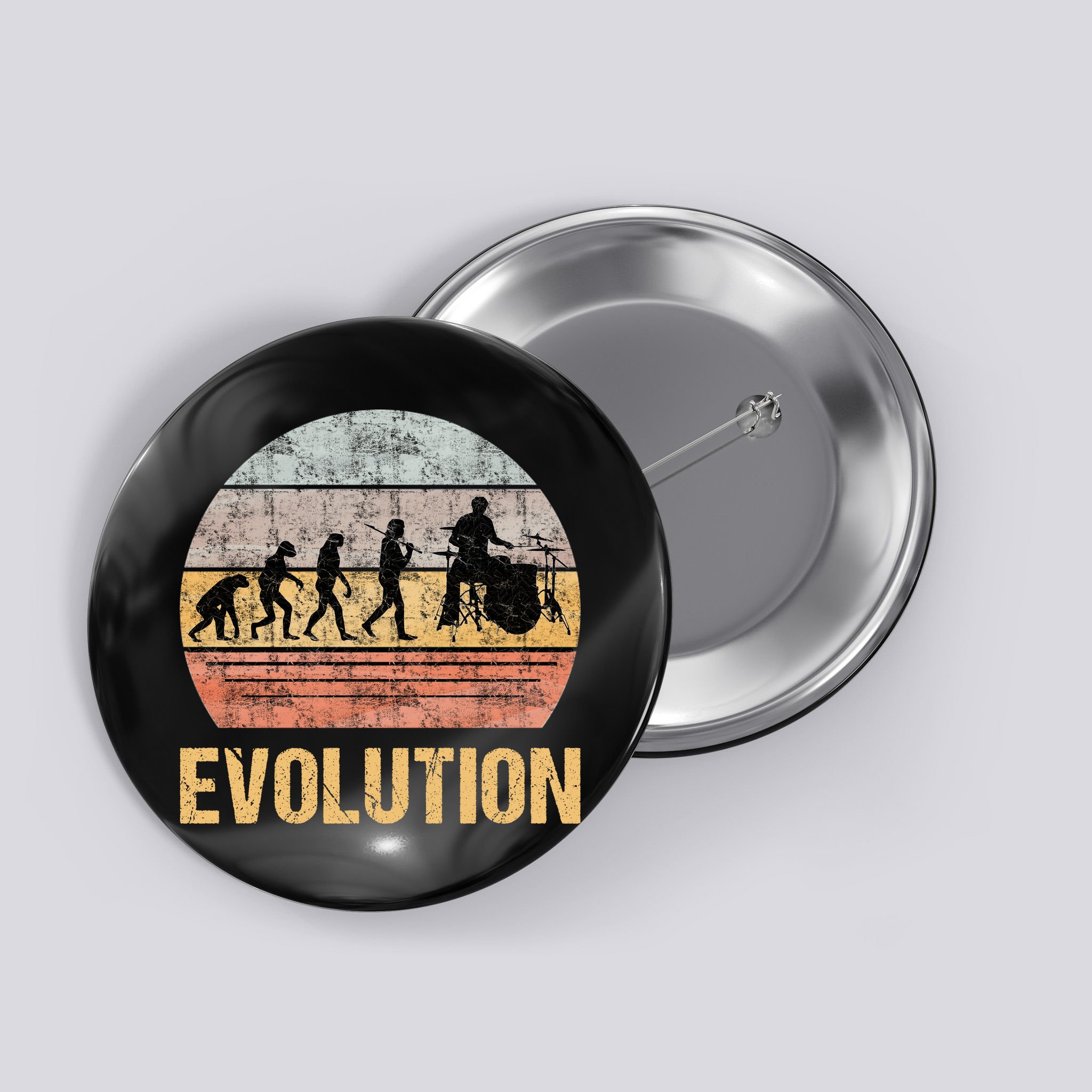 Drummer Evolution Vintage Retro Button
