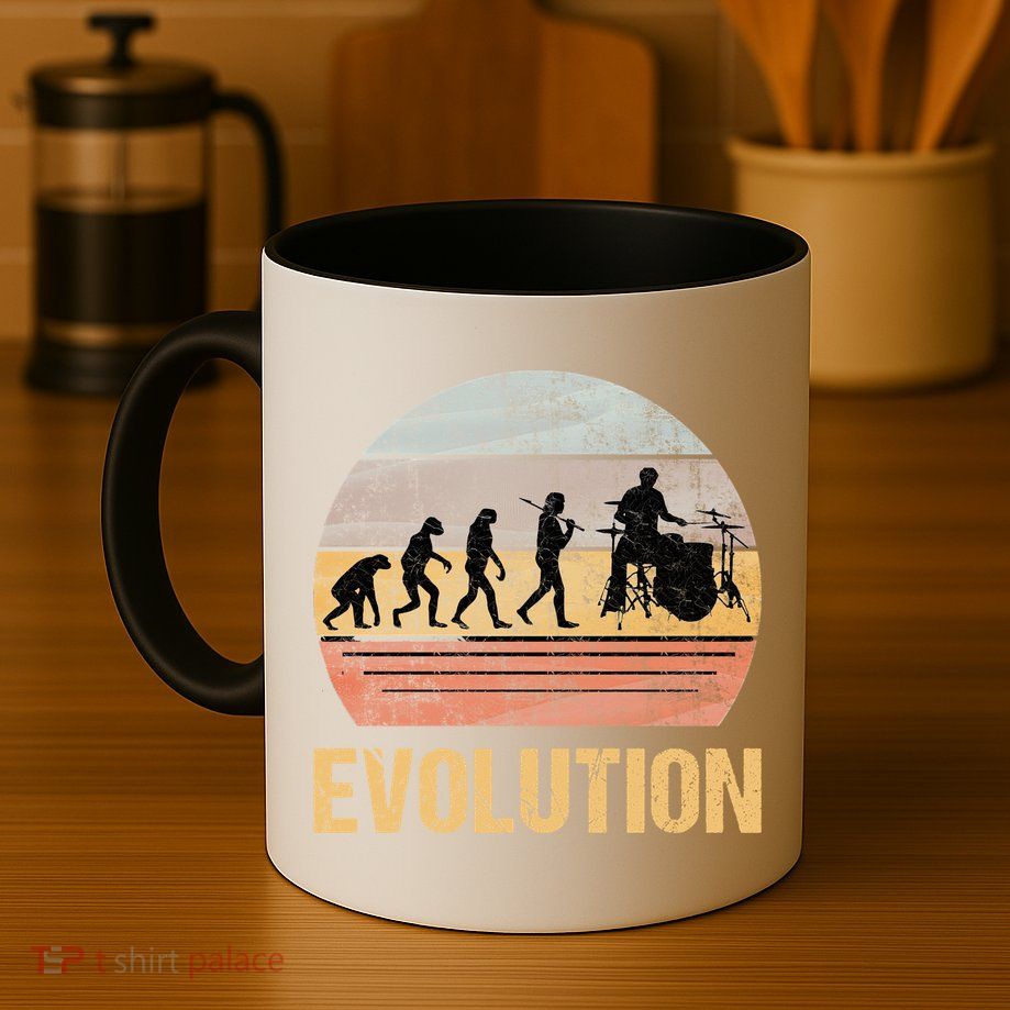 Drummer Evolution Vintage Retro Mug