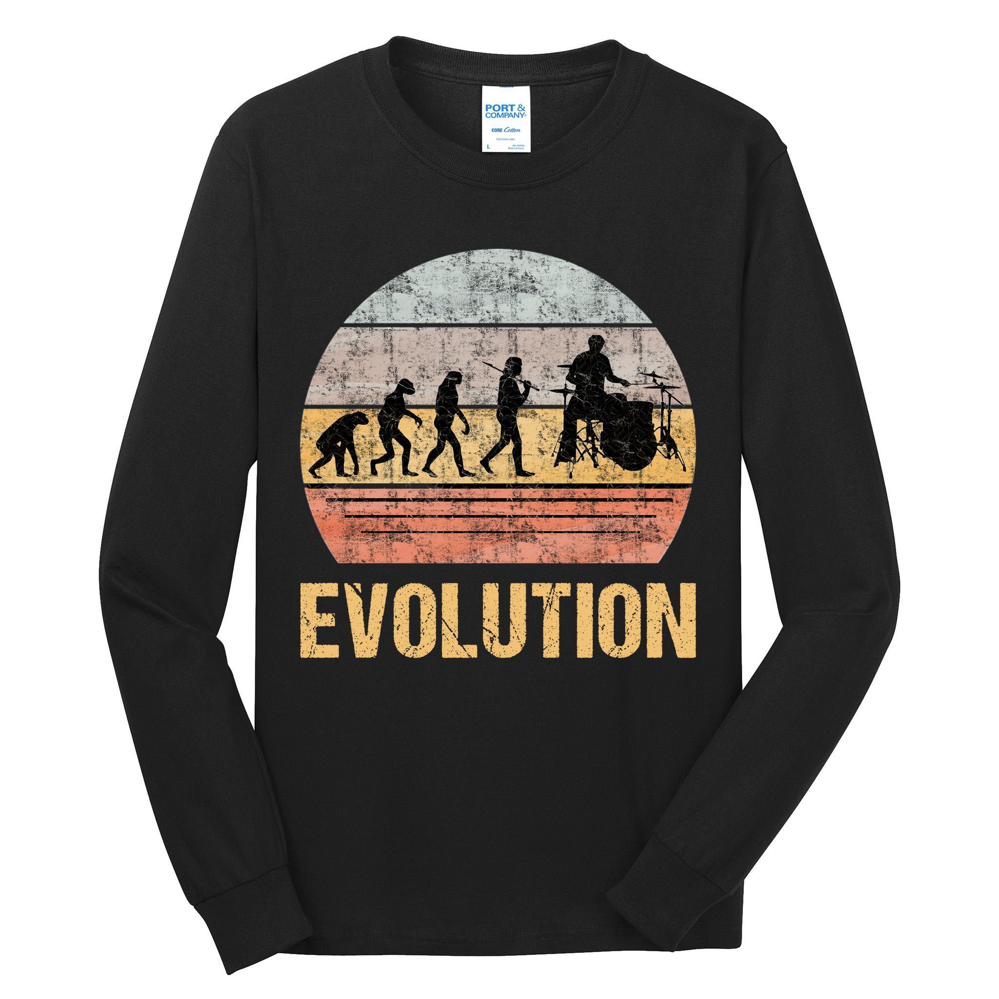 Drummer Evolution Vintage Retro Tall Long Sleeve T-Shirt