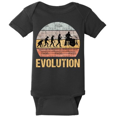 Drummer Evolution Vintage Retro Baby Bodysuit