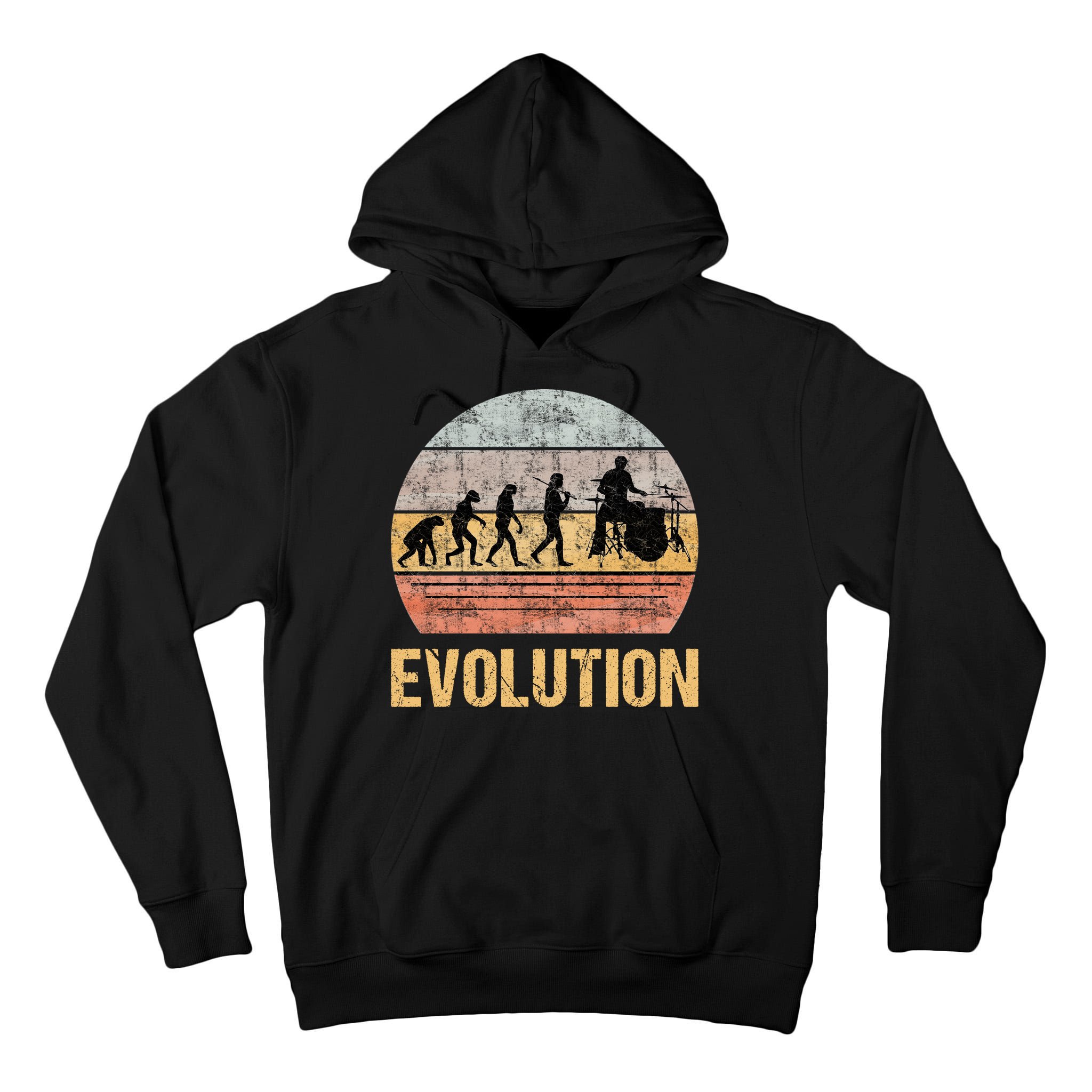 Drummer Evolution Vintage Retro Tall Hoodie