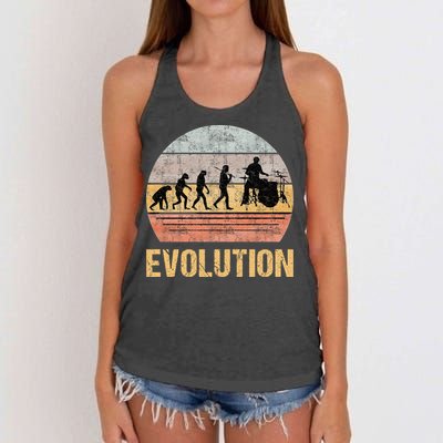 Drummer Evolution Vintage Retro Women's Knotted Racerback Tank