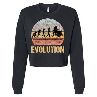 Drummer Evolution Vintage Retro Cropped Pullover Crew