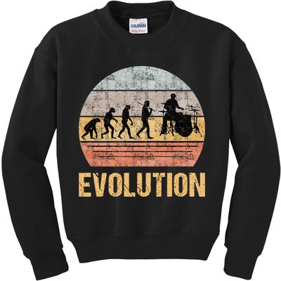 Drummer Evolution Vintage Retro Kids Sweatshirt